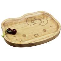 Factory wholesale Japanese and Korean cartoon rubber wood hello kitty food kids plate for gifts