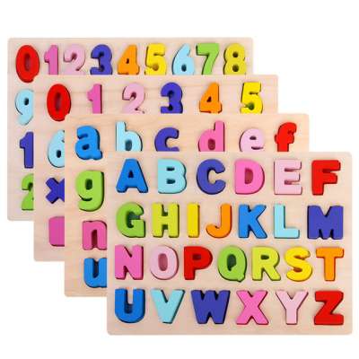 Popular Wooden Toys Early Learning Alphabet Number Puzzle Didactic Wood Toys For Children