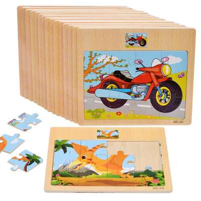 2019 Hot Selling 3D Wooden Cartoon Animal Traffic Puzzle Top Education Toys